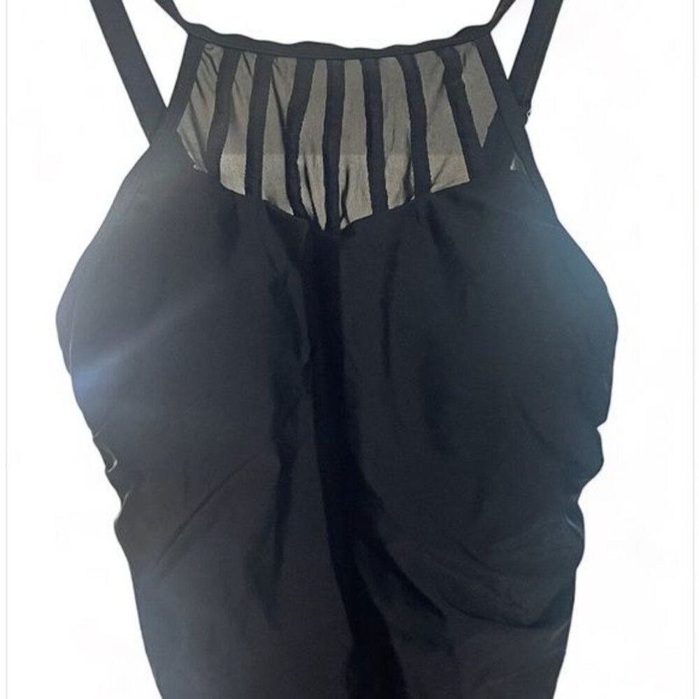 Women High ☀️ Neck One Piece Swimsuit Tummy Suit Mesh Swimwear for Teen Girls - Picture 3 of 6